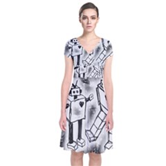 Short Sleeve Front Wrap Dress 