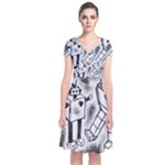 Robot Love Short Sleeve Front Wrap Dress