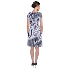 Short Sleeve Front Wrap Dress 