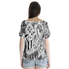 V-Neck Flutter Sleeve Top 