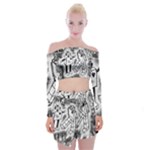 Robot Love Off Shoulder Top with Mini Skirt Set