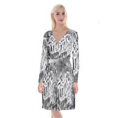 Long Sleeve Velvet Front Wrap Dress 