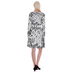 Long Sleeve Velvet Front Wrap Dress 