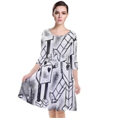 Quarter Sleeve Waist Band Dress 