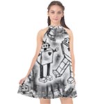 Robot Love Halter Neckline Chiffon Dress 