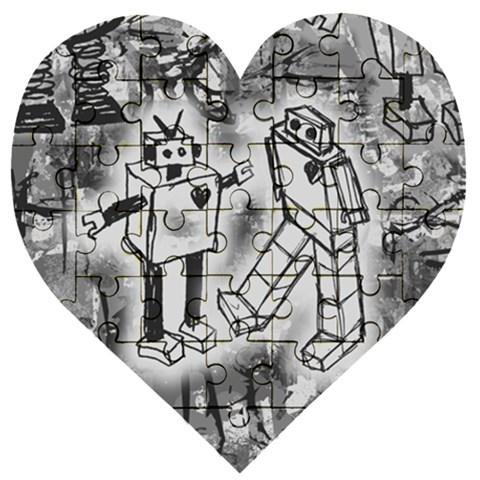 Robot Love Wooden Puzzle Heart from ArtsNow.com