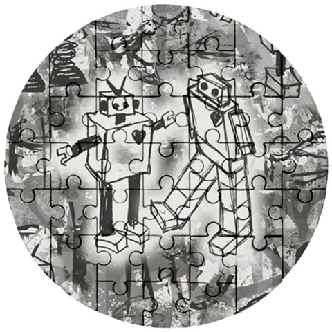 Robot Love Wooden Puzzle Round from ArtsNow.com