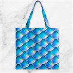 Mermaid Tail Blue Zipper Grocery Tote Bag
