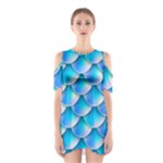 Mermaid Tail Blue Shoulder Cutout One Piece Dress