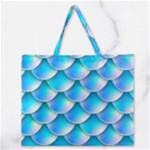 Mermaid Tail Blue Zipper Large Tote Bag