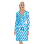 Mermaid Tail Blue Long Sleeve Velvet Front Wrap Dress