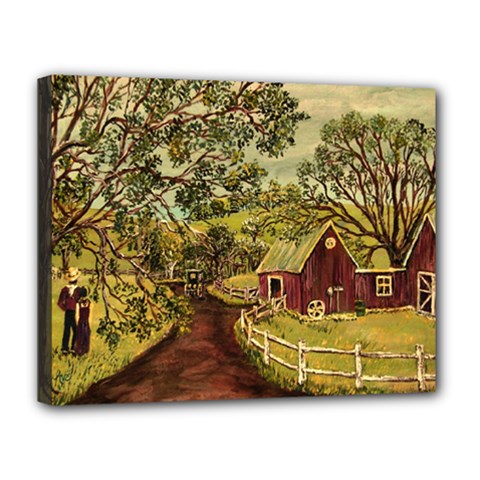 Old Red Barn By Ave Hurley 11x14 Print Canvas 14  x 11  (Stretched) Clone from ArtsNow.com