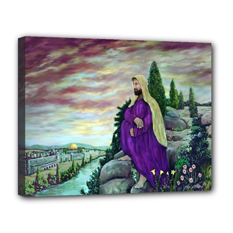 Jesus Overlooking Jerusalem Canvas 14  x 11  (Stretched) Clone from ArtsNow.com