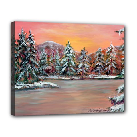 Jane s Winter Sunset Canvas 14  x 11  (Stretched) from ArtsNow.com
