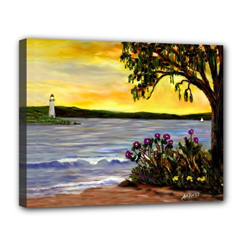 Amelia s Lighthouse Canvas 14  x 11  (Stretched) from ArtsNow.com