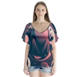 dark thanksgiving dinner V-Neck Flutter Sleeve Top