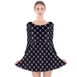 Halloween Skulls Crossbones Long Sleeve Velvet Skater Dress