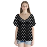 Halloween Skulls Crossbones V-Neck Flutter Sleeve Top