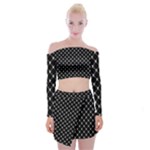 Halloween Skulls Crossbones Off Shoulder Top with Mini Skirt Set