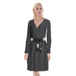 Halloween Skulls Crossbones Long Sleeve Velvet Front Wrap Dress