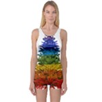 rainbow christmas tree One Piece Boyleg Swimsuit