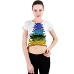 rainbow christmas tree Crew Neck Crop Top