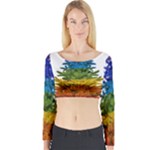 rainbow christmas tree Long Sleeve Crop Top