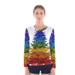 rainbow christmas tree Women s Long Sleeve Tee