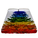 rainbow christmas tree Fitted Sheet (Queen Size)