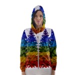 rainbow christmas tree Women s Hooded Windbreaker