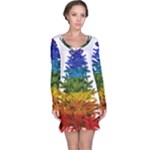 rainbow christmas tree Long Sleeve Nightdress