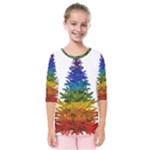 rainbow christmas tree Kids  Quarter Sleeve Raglan Tee