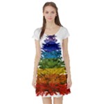 rainbow christmas tree Short Sleeve Skater Dress