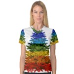 rainbow christmas tree V-Neck Sport Mesh Tee