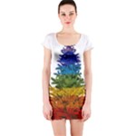 rainbow christmas tree Short Sleeve Bodycon Dress