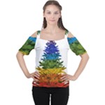rainbow christmas tree Cutout Shoulder Tee