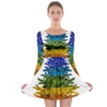 rainbow christmas tree Long Sleeve Skater Dress