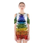 rainbow christmas tree Shoulder Cutout One Piece Dress
