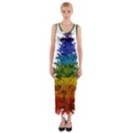rainbow christmas tree Fitted Maxi Dress