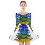 rainbow christmas tree Long Sleeve Velvet Skater Dress