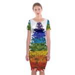 rainbow christmas tree Classic Short Sleeve Midi Dress