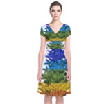 rainbow christmas tree Short Sleeve Front Wrap Dress
