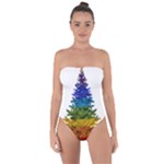 rainbow christmas tree Tie Back One Piece Swimsuit
