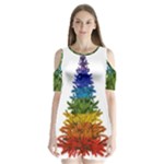 rainbow christmas tree Shoulder Cutout Velvet One Piece