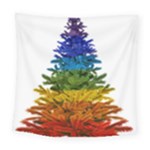 rainbow christmas tree Square Tapestry (Large)