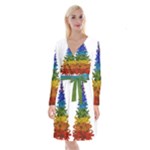 rainbow christmas tree Long Sleeve Velvet Front Wrap Dress