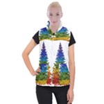 rainbow christmas tree Women s Button Up Vest