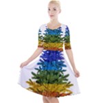 rainbow christmas tree Quarter Sleeve A-Line Dress