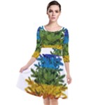 rainbow christmas tree Quarter Sleeve Waist Band Dress