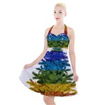 rainbow christmas tree Halter Party Swing Dress 